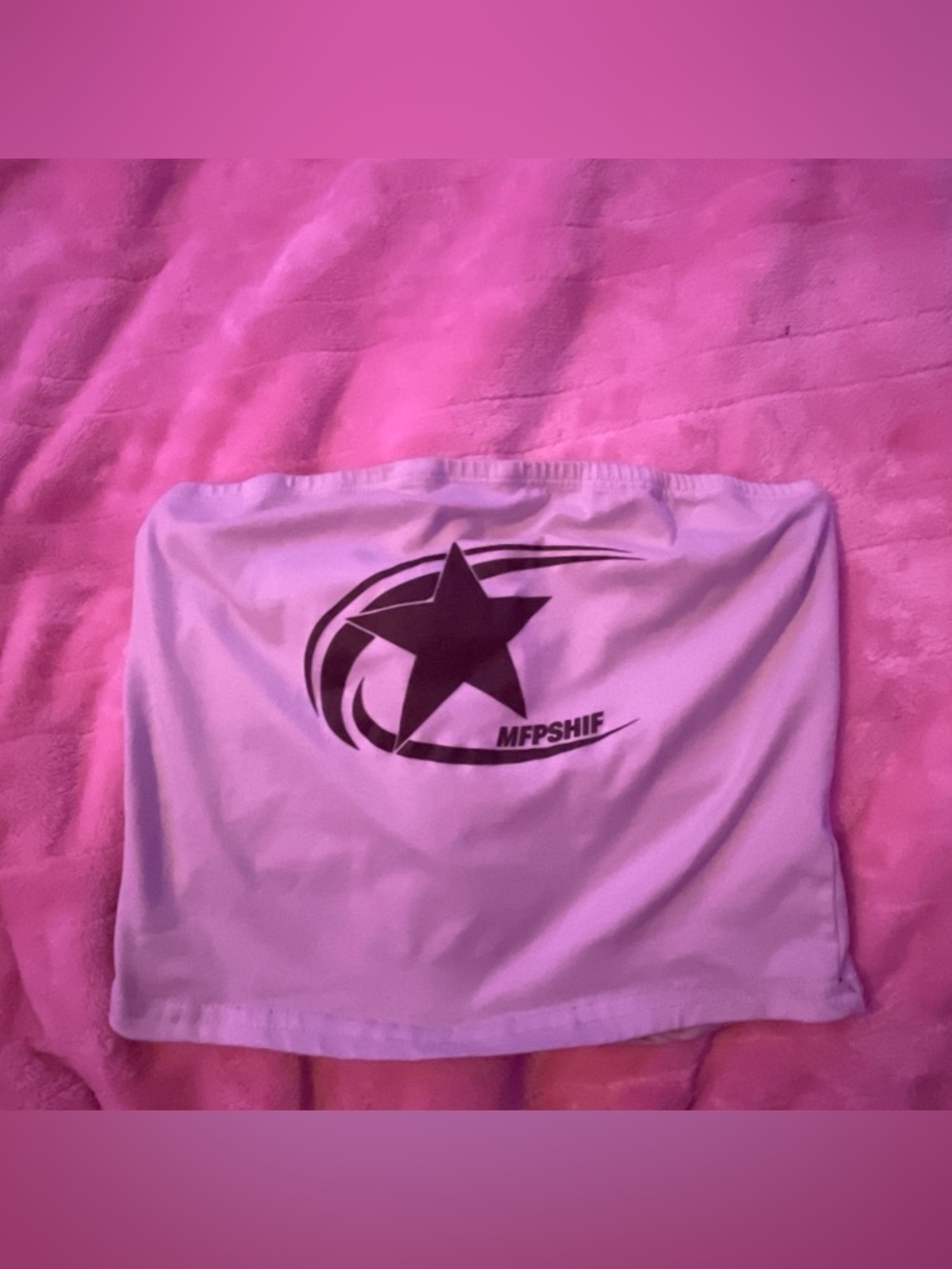 White Strapless Star Graphic Tube Crop Top